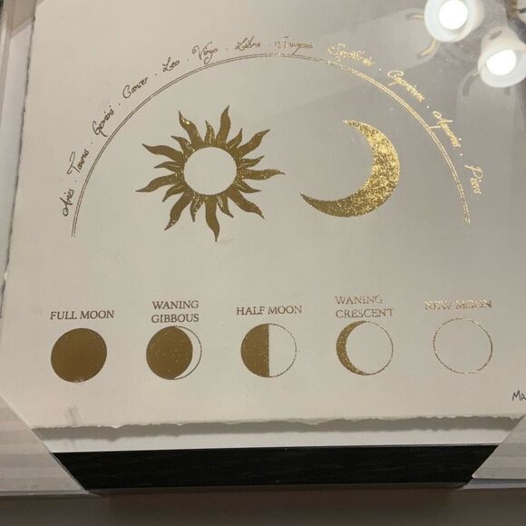 Moon, Sun and Zodiac Hand Foiled Framed Paper Art. Cream and Gold. So Cool - Picture 9 of 9